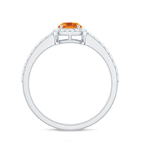 Real 1 Carat Citrine Oval Engagement Ring with Diamond Halo