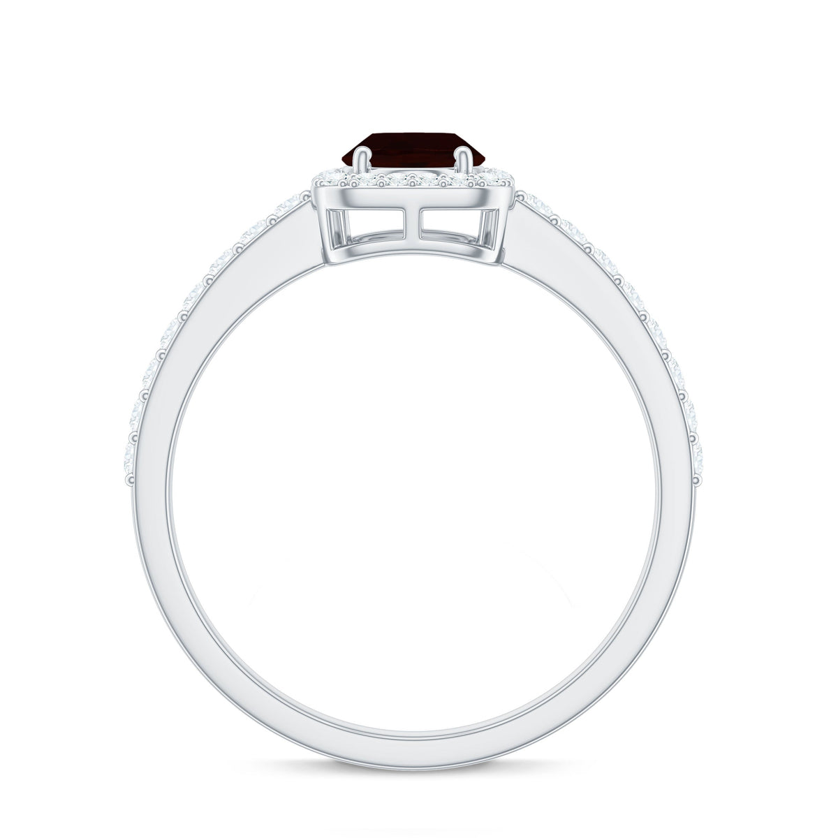Classic 6X8mm Garnet Oval Engagement Ring with Diamond Halo