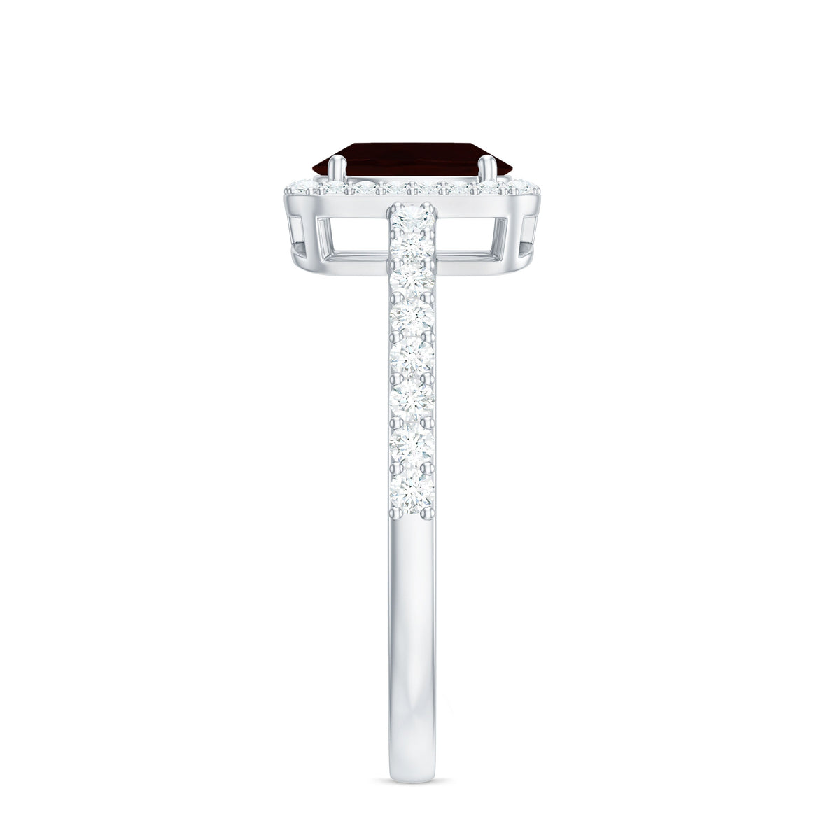 Classic 6X8mm Garnet Oval Engagement Ring with Diamond Halo