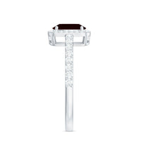 Classic 6X8mm Garnet Oval Engagement Ring with Diamond Halo