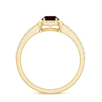 Classic 6X8mm Garnet Oval Engagement Ring with Diamond Halo