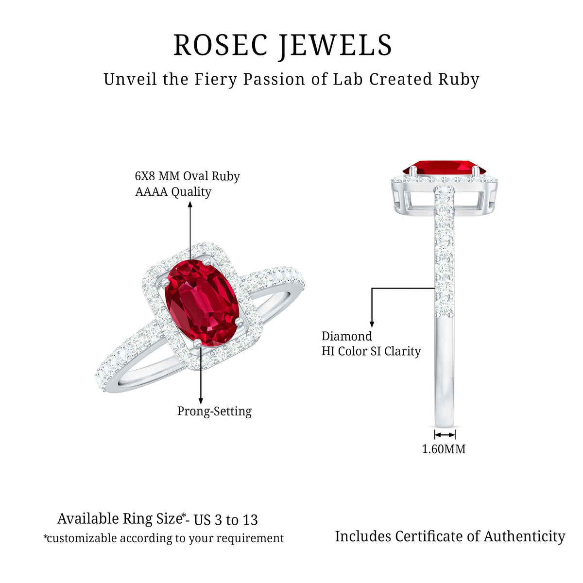 Oval Cut Lab Created Ruby and Diamond Halo Engagement Ring