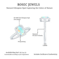Classic Ethiopian Opal Oval Engagement Ring with Diamond Halo