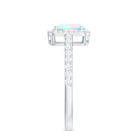 Classic Ethiopian Opal Oval Engagement Ring with Diamond Halo