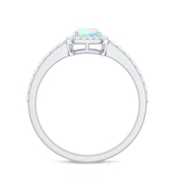Classic Ethiopian Opal Oval Engagement Ring with Diamond Halo