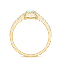 Classic Ethiopian Opal Oval Engagement Ring with Diamond Halo