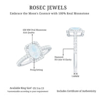 1.50 CT Oval Cut Moonstone Ring with Diamond Halo