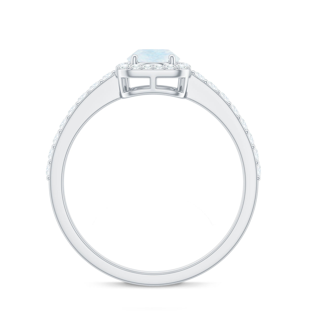 1.50 CT Oval Cut Moonstone Ring with Diamond Halo
