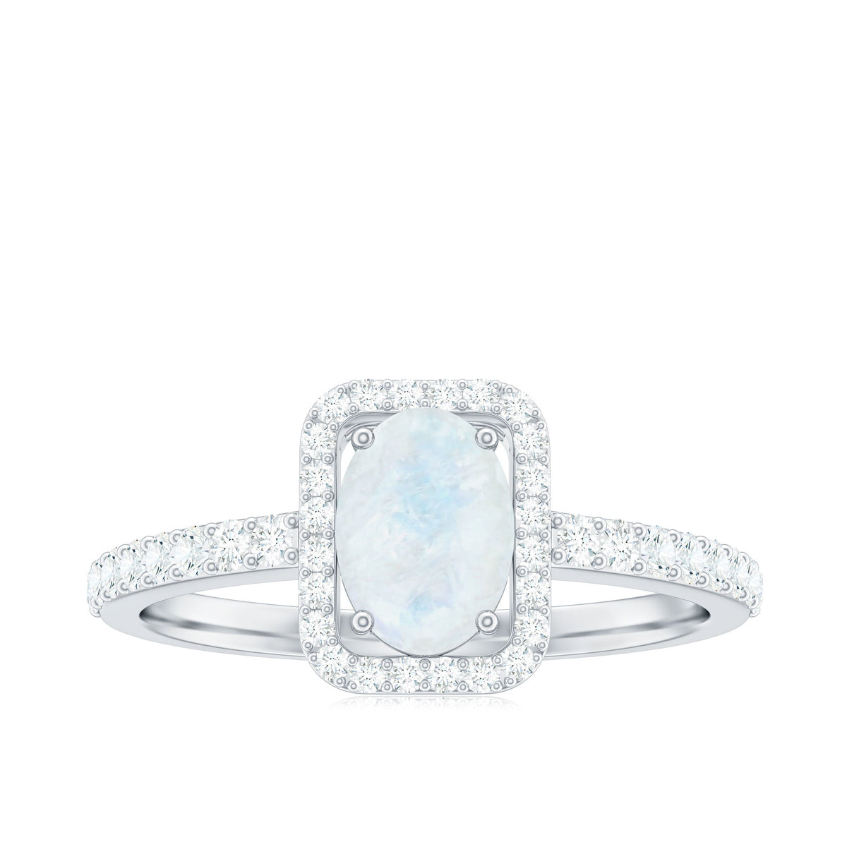 1.50 CT Oval Cut Moonstone Ring with Diamond Halo