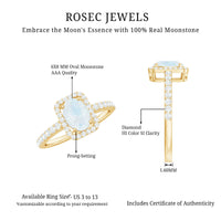 1.50 CT Oval Cut Moonstone Ring with Diamond Halo