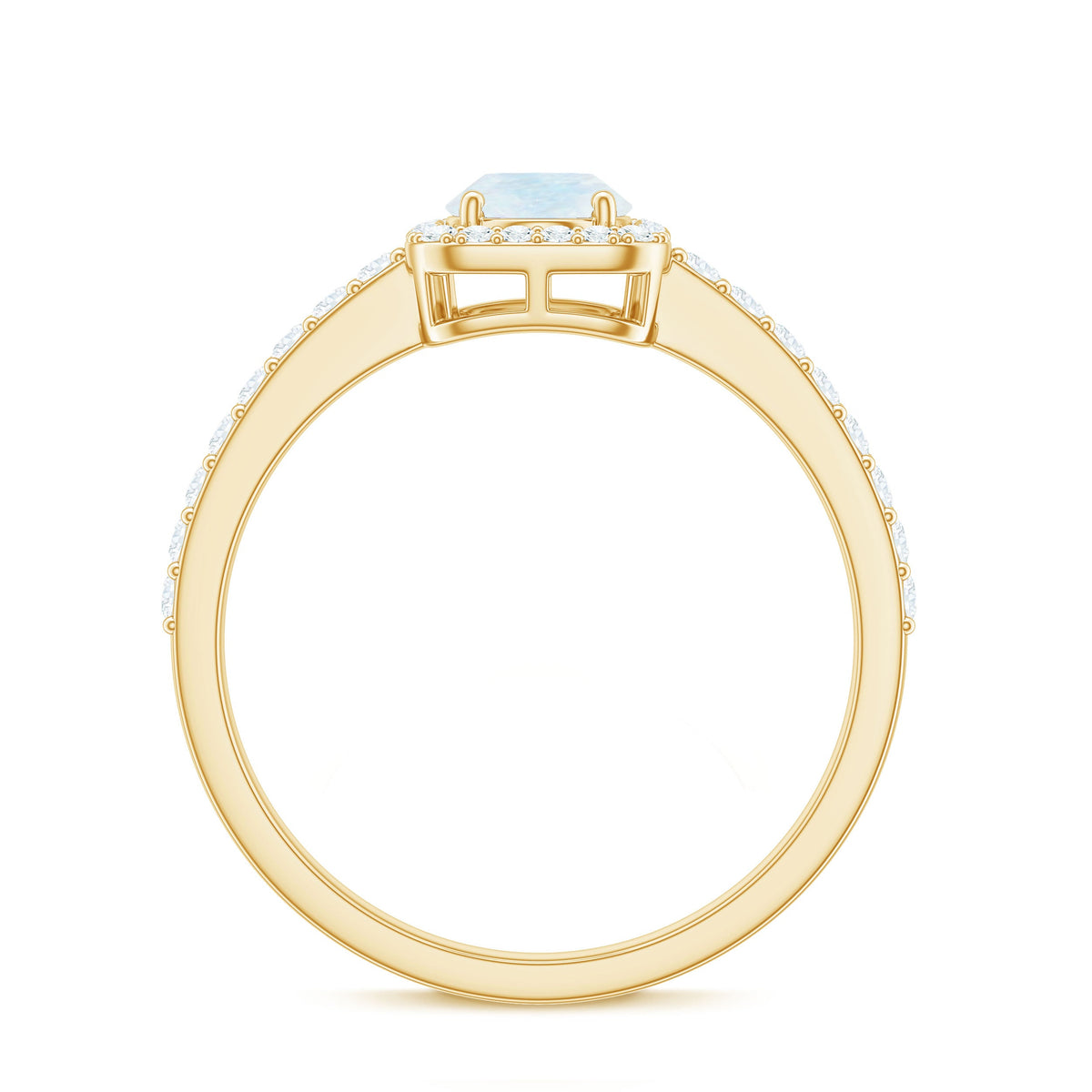 1.50 CT Oval Cut Moonstone Ring with Diamond Halo