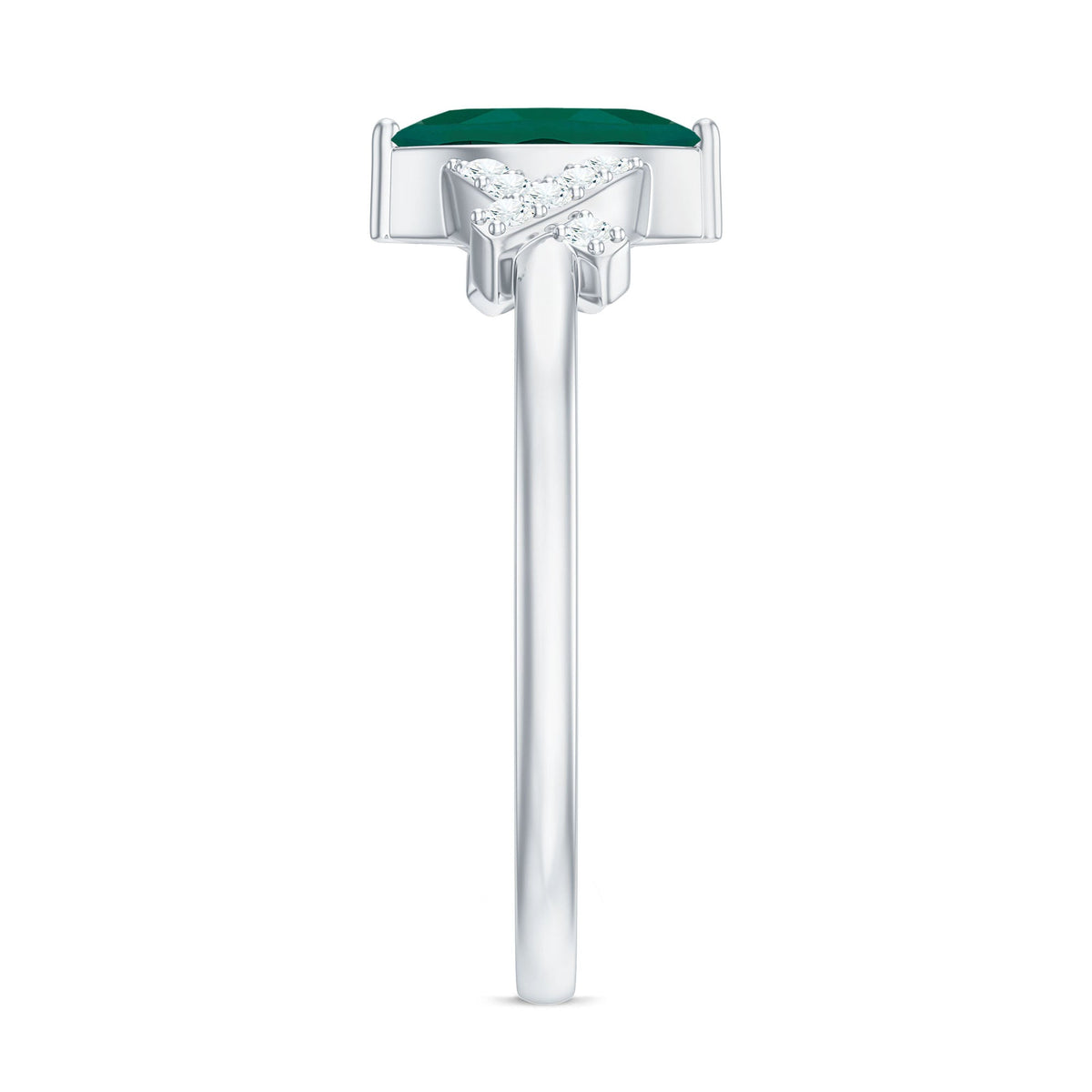 Designer Lab Grown Emerald Marquise Engagement Ring with Diamond