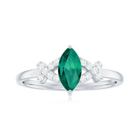 Designer Lab Grown Emerald Marquise Engagement Ring with Diamond