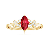 Marquise Cut Lab Created Ruby Designer Engagement Ring