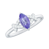 Natural Marquise Tanzanite Diamond Promise Ring for Engagement
