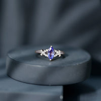Natural Marquise Tanzanite Diamond Promise Ring for Engagement