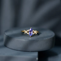 Natural Marquise Tanzanite Diamond Promise Ring for Engagement