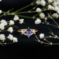 Natural Marquise Tanzanite Diamond Promise Ring for Engagement