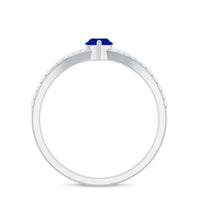 Certified 0.75 Carat Lab Grown Blue Sapphire Marquise Engagement Ring with Diamond Split Shank