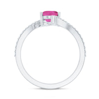 Oval Pink Tourmaline Solitaire Bypass Ring with Diamond