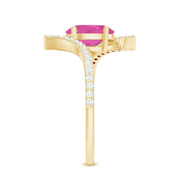 Oval Pink Tourmaline Solitaire Bypass Ring with Diamond