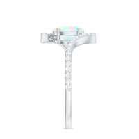 Natural Ethiopian Opal Oval Engagement Ring with Diamond Bypass Shank