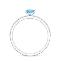 Natural Aquamarine Diamond Oval Engagement Ring with Wedding Band