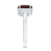 Natural 8mm Asscher Cut Garnet Engagement Ring with Diamond