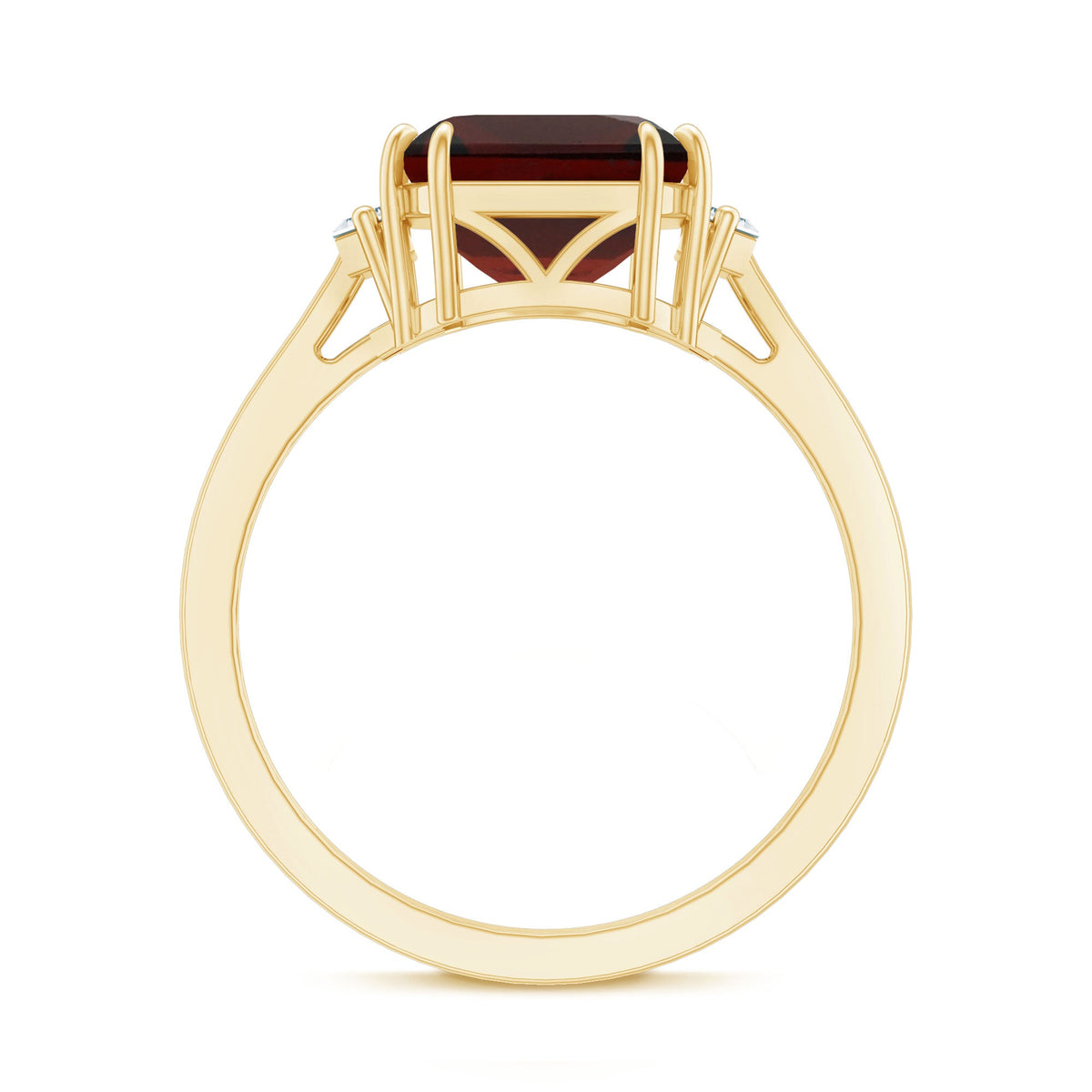 Natural 8mm Asscher Cut Garnet Engagement Ring with Diamond