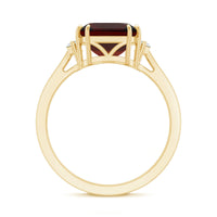 Natural 8mm Asscher Cut Garnet Engagement Ring with Diamond