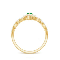Natural Marquise Emerald Diamond Halo Engagement Ring with Crossover Shank