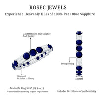 Natural Blue Sapphire and Diamond Eternity Wedding Band