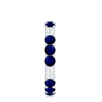 Natural Blue Sapphire and Diamond Eternity Wedding Band