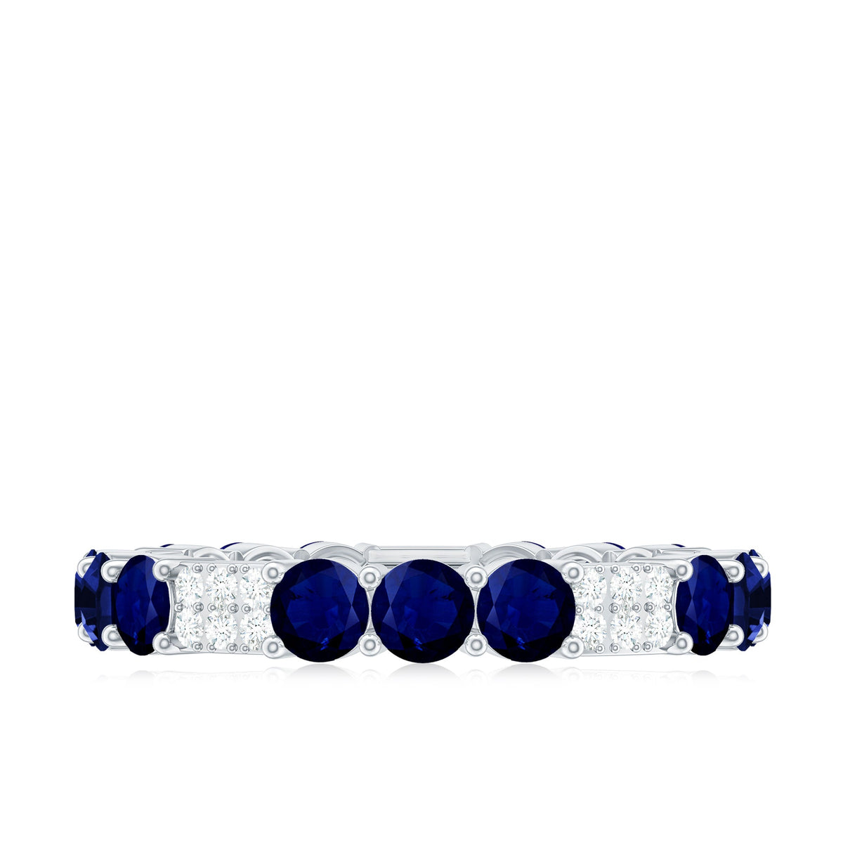 Natural Blue Sapphire and Diamond Eternity Wedding Band