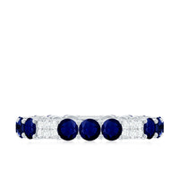 Natural Blue Sapphire and Diamond Eternity Wedding Band
