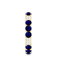 Natural Blue Sapphire and Diamond Eternity Wedding Band