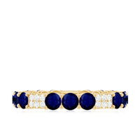 Natural Blue Sapphire and Diamond Eternity Wedding Band