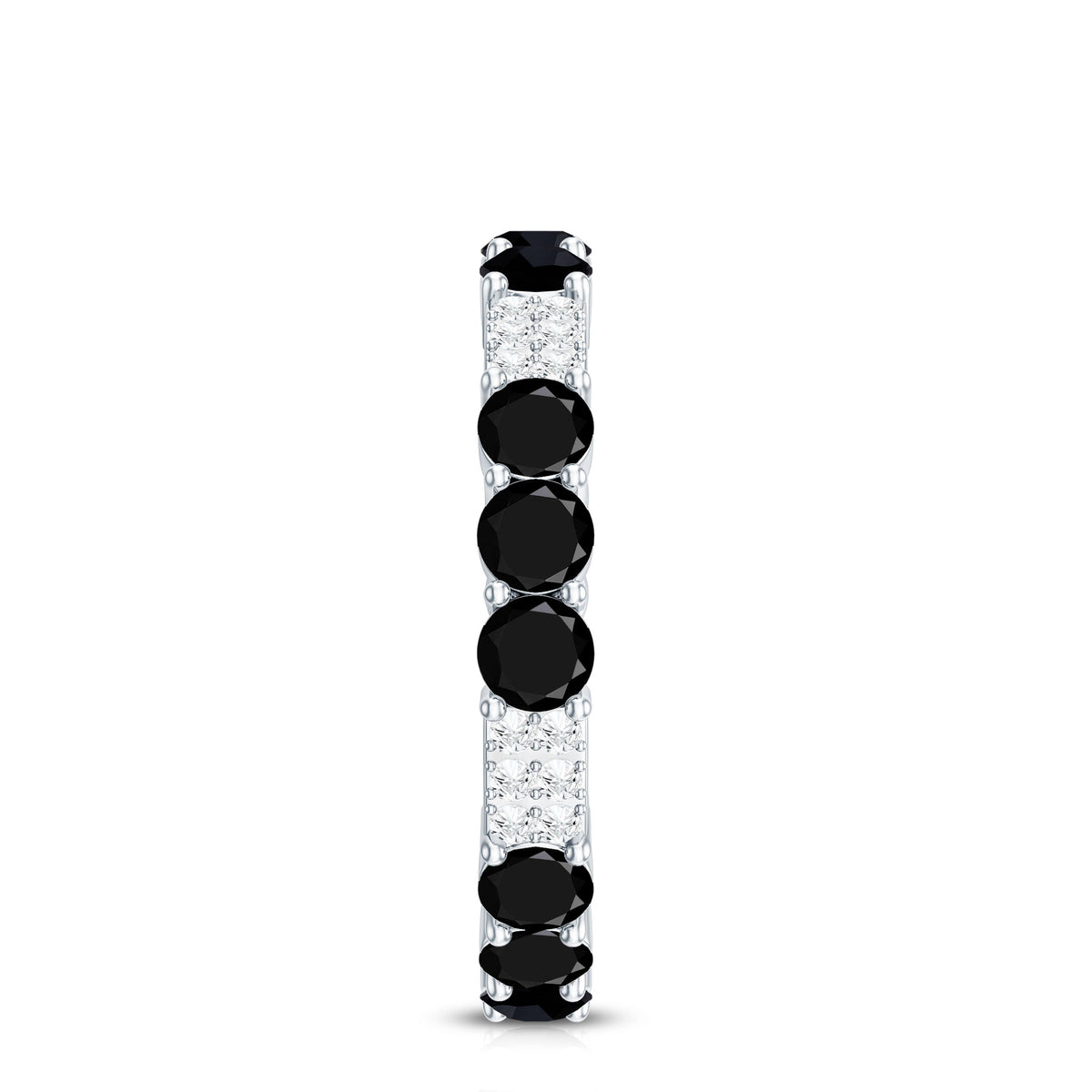 Certified Lab Grown Black and White Diamond Wedding Eternity Ring
