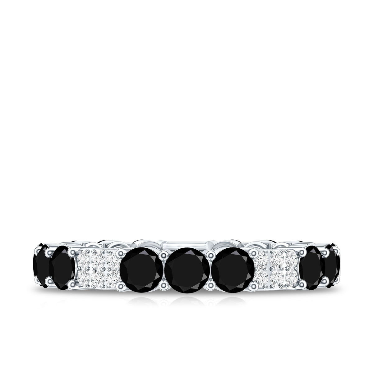 Certified Lab Grown Black and White Diamond Wedding Eternity Ring