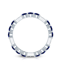 Certified Lab Grown Blue Sapphire Eternity Band Ring with Diamond