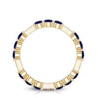 Certified Lab Grown Blue Sapphire Eternity Band Ring with Diamond