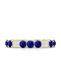 Certified Lab Grown Blue Sapphire Eternity Band Ring with Diamond
