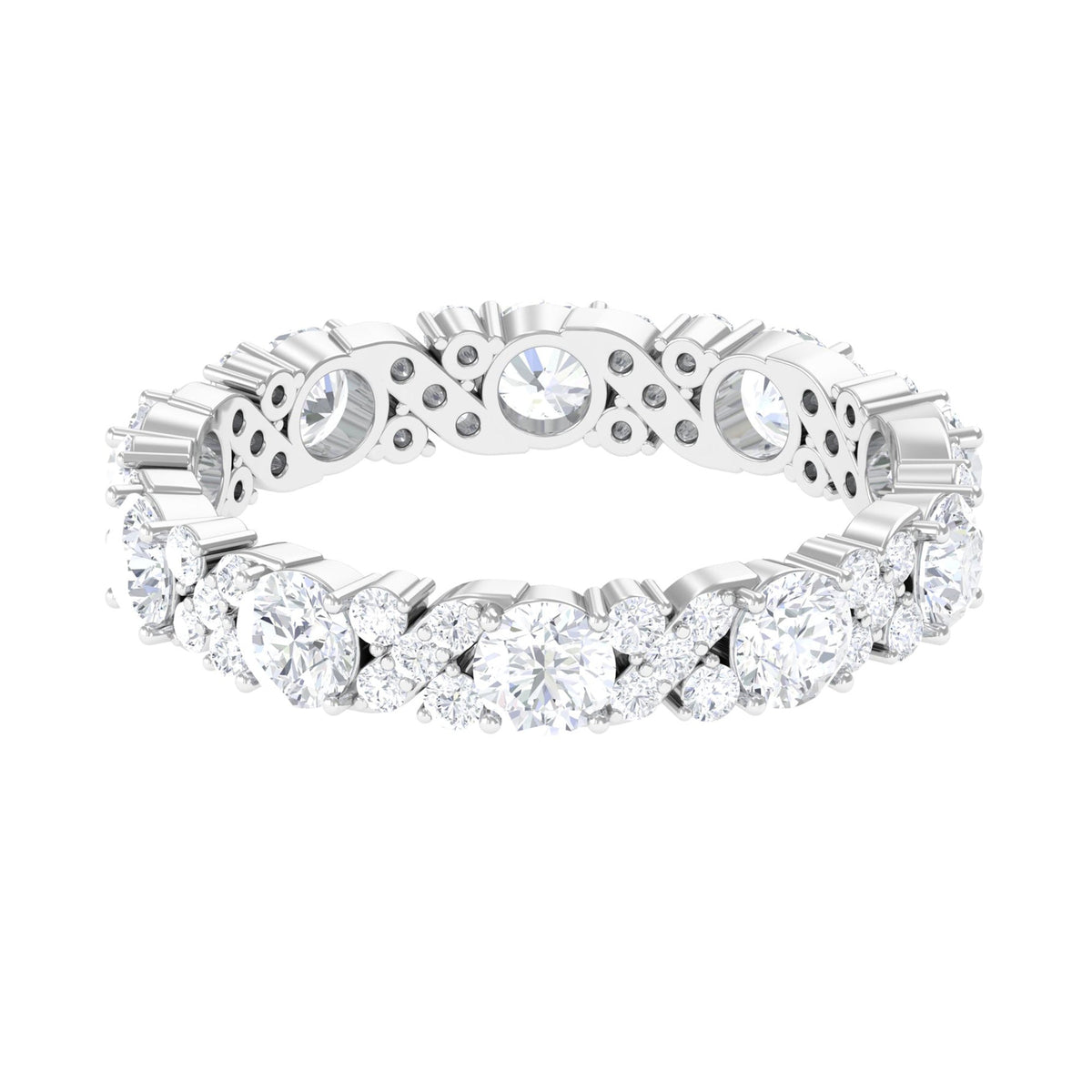 Elegant 1 carat cubic zirconia eternity ring by Rosec Jewels, featuring a continuous row of sparkling stones on a sleek band.
