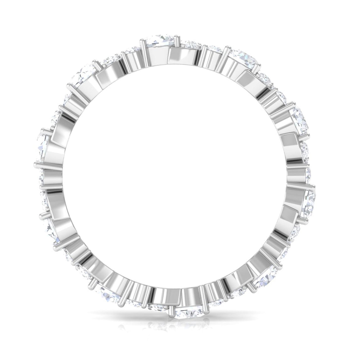 Elegant cubic zirconia eternity ring in silver tone featuring sparkling stones, crafted by Rosec Jewels.