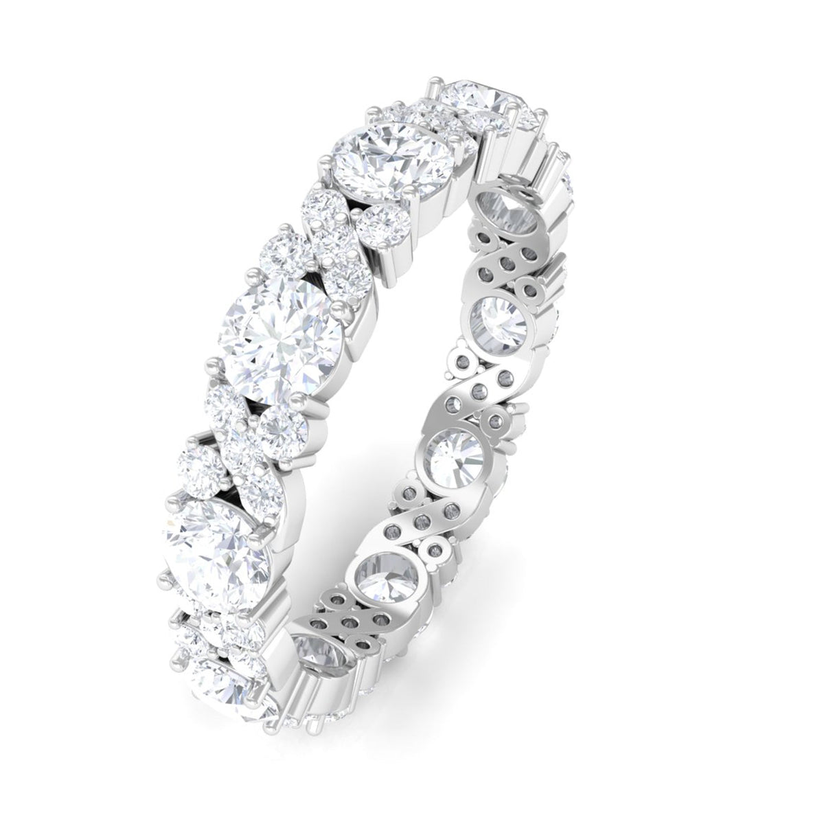 Elegant 1 CT cubic zirconia eternity ring by Rosec Jewels featuring sparkling stones set in a sleek band.