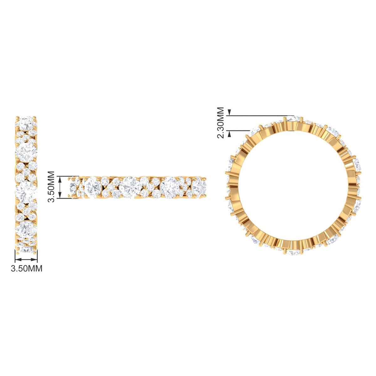 Elegant cubic zirconia eternity ring by Rosec Jewels, featuring sparkling stones set in a continuous band of silver.