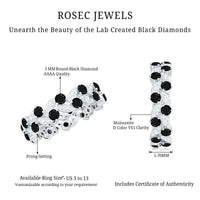 Nature Inspired Lab Grown Black Diamond Eternity Band Ring with Moissanite