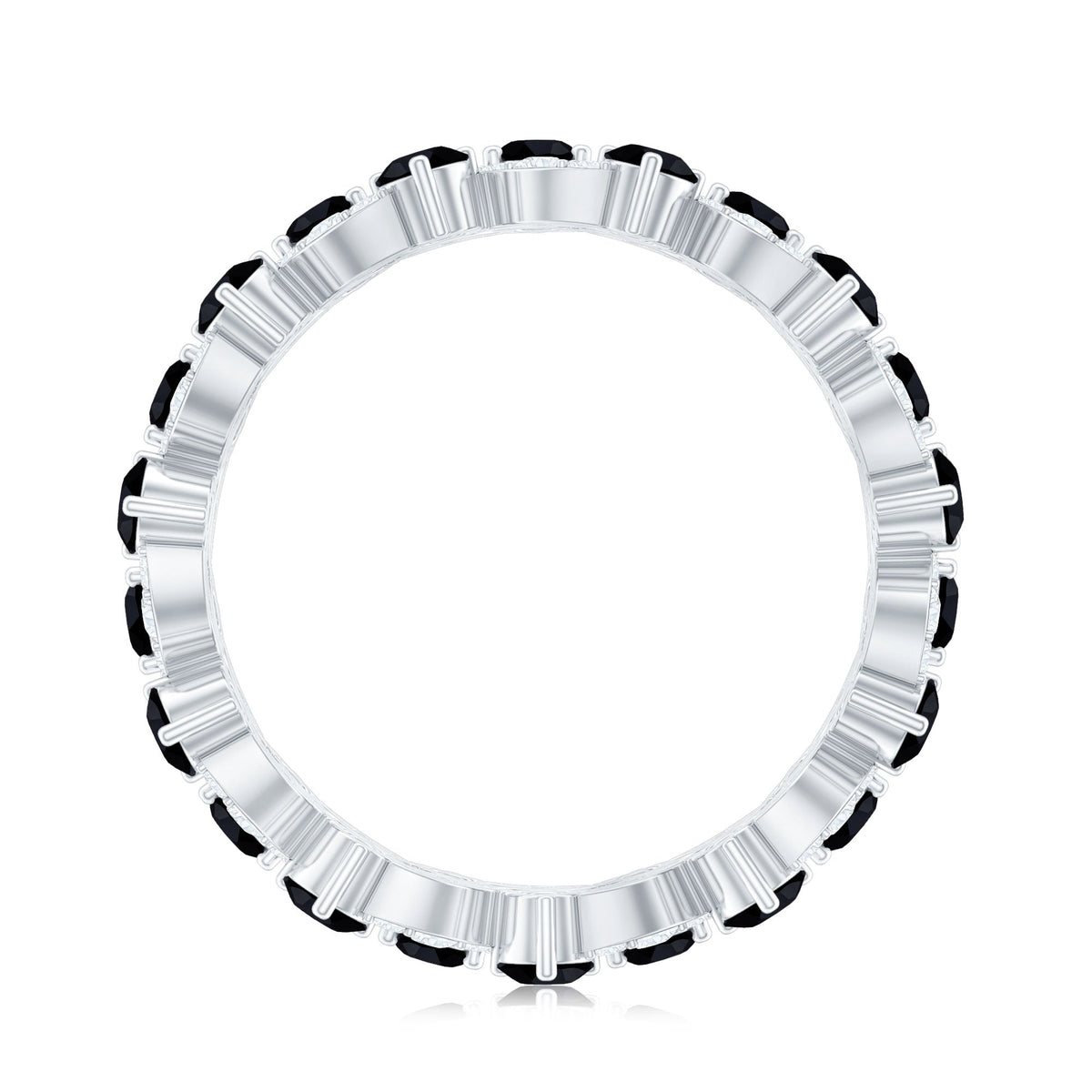 Nature Inspired Lab Grown Black Diamond Eternity Band Ring with Moissanite