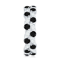 Nature Inspired Lab Grown Black Diamond Eternity Band Ring with Moissanite