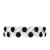 Nature Inspired Lab Grown Black Diamond Eternity Band Ring with Moissanite